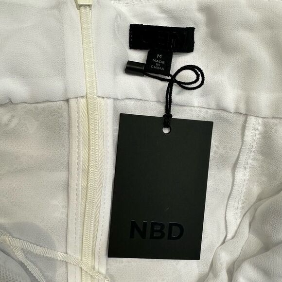 NBD Anila Midi Dress White Ruffle lace slip Revolve NWT Sz M - Picture 8 of 11